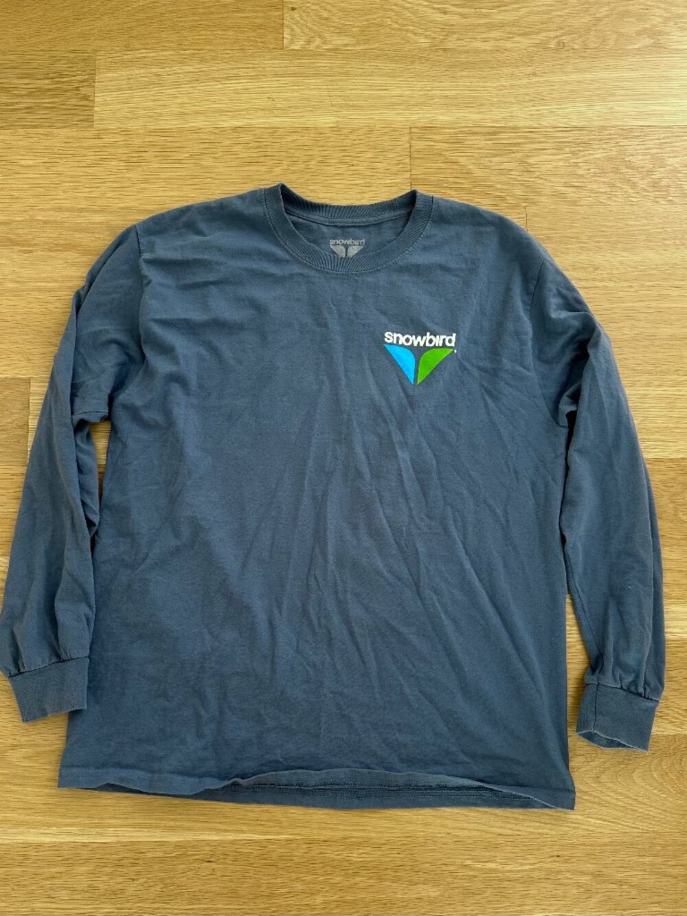 Snowbird Logo Long Sleeve Tee Slate Blue Large